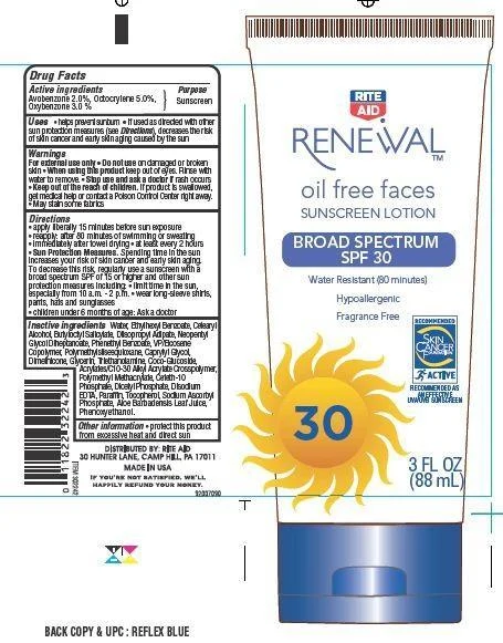 Rite Aid RENEWALoil free faces packaging
