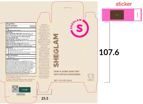 Sheglam Dew and Done Skin Tint with SPF 20 Sepia 포장