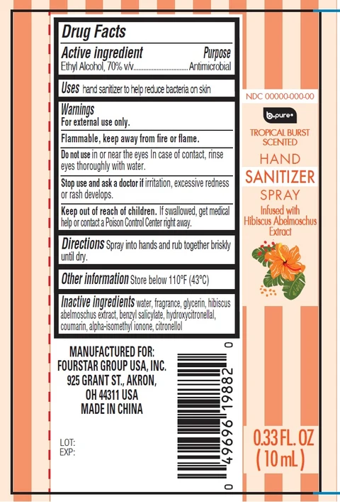 B Pure Hand Sanitizer Tropical Burst Scented 포장