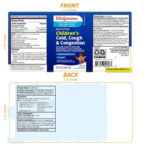 Walgreens Nighttime Kids Honey Cold Cough Congestion packaging