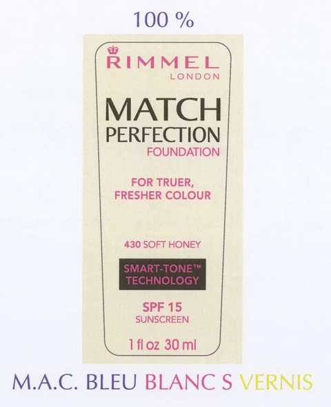 Rimmel LondonMatch Perfection Foundation - Soft Honey (430) packaging