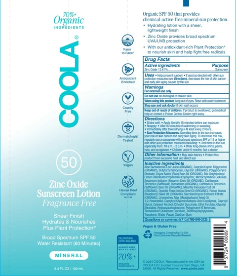 COOLA Zinc Oxide BodyLotion SPF 50 Fragrance-Free packaging