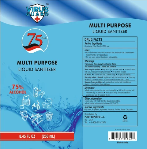 VIRUS GUARD 75 PLUS MULTI PURPOSE SANITIZER 포장
