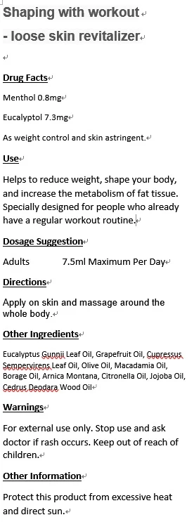 Shaping with workout- loose skin revitalizer 포장