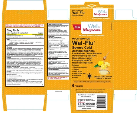Well At Walgreens Multi-Symptom Severe ColdGreen Tea and Honey Lemon flavors packaging