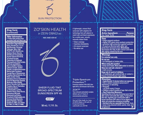 ZO Skin Health Sheer Fluid Tint Broad-Spectrum Sunscreen SPF 45 Fair-Light 포장