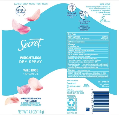 Secret Weightless Dry Wild Rose plus Argan Oil 포장