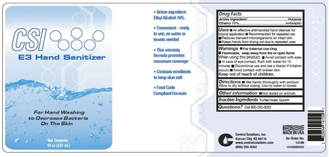 CSI E3 Hand Sanitizer packaging