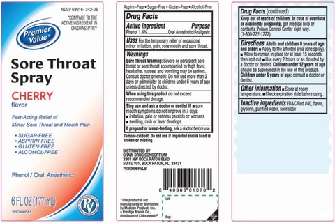 Sore Throat ReliefCherry Flavor packaging