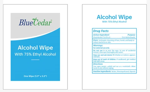 Blue Cedar Alcohol Wipes 포장