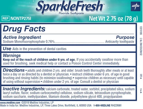 SparkleFreshFlouride Toothpaste packaging