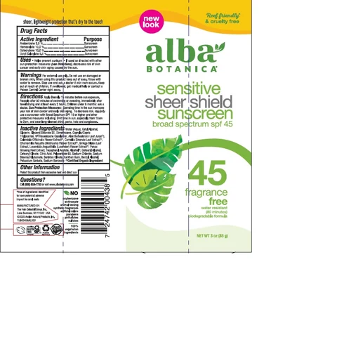 AL0043800 Alba Botanica Sheer Shield Sunscreen FF SPF50 포장