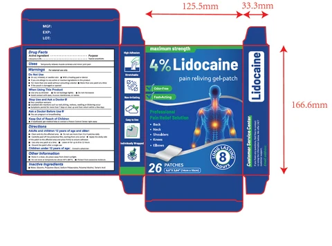 LidocainePain pain reliving gel-patch packaging