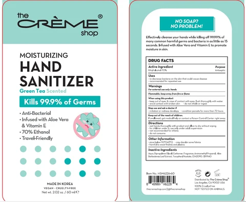 The creme shop moisturizing hand sanitizer green tea packaging
