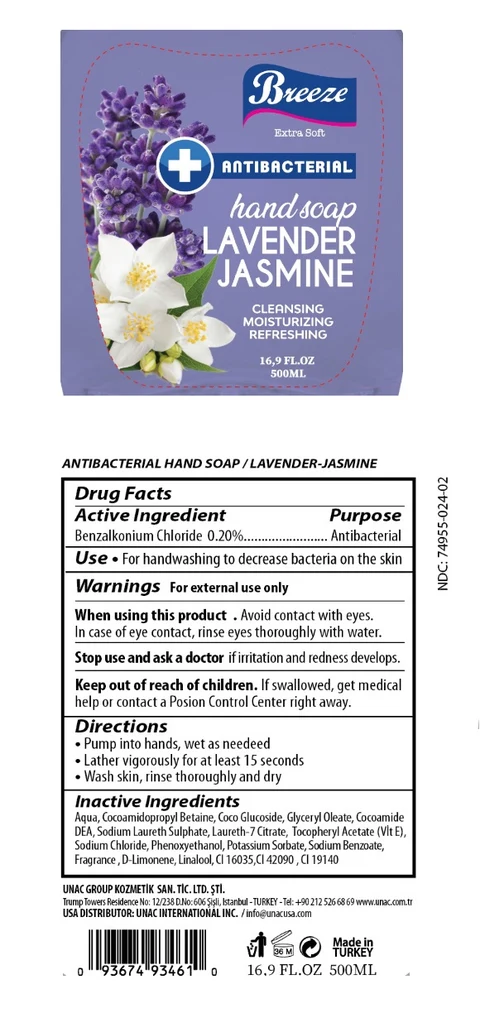Breeze ANTIBACTERIAL handsoap LAVENDER JASMINE packaging