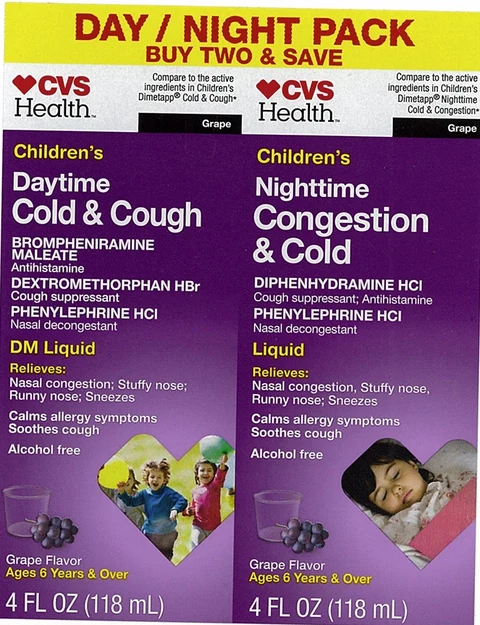 Daytime Cold and Cough Nighttime Cold and Congestion 포장