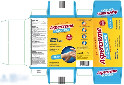Aspercreme with Lidocaine Pain Relieving Creme 포장