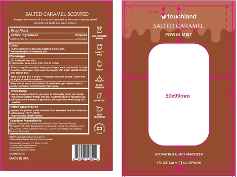 Touchland Power Mist Salted Caramel Scented Hydrating Hand sanitizer 포장