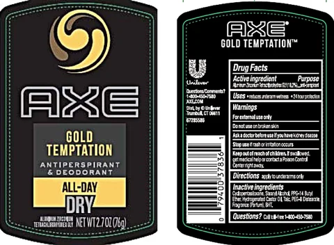 AxeGold Temptation Antiperspirant and Deodorant 포장