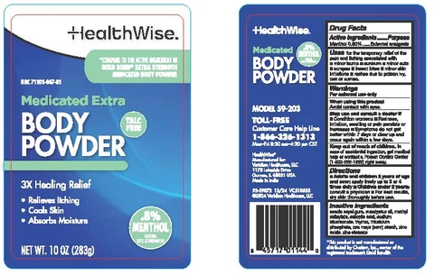HealthWise Medicated Extra Body Powder 10 oz packaging