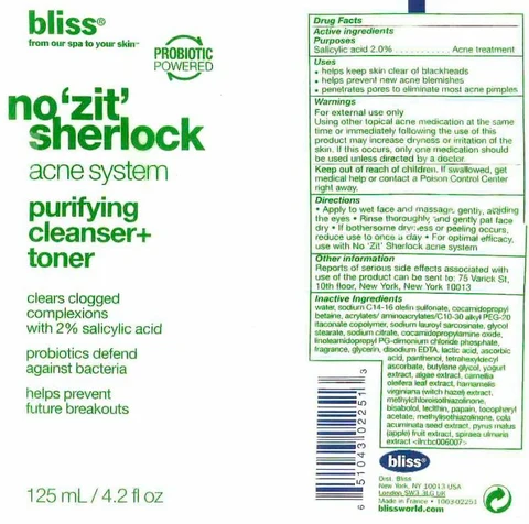 no zit sherlock acnepurifying cleanser toner 포장