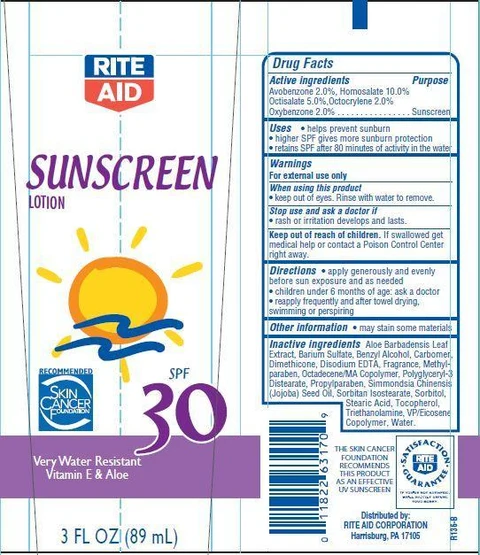 Rite Aid SunscreenSPF 30 packaging