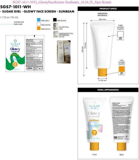 Sugargirl Glowy Face Screen Sunbeam Shimmer Sunscreen For the Face SPF 30 포장