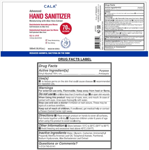 CALA ADVANCED HAND SANITIZER packaging