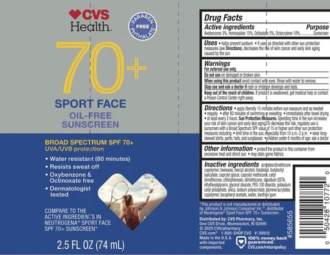 CVS SPF 70 Sport Face Sunscreen 포장