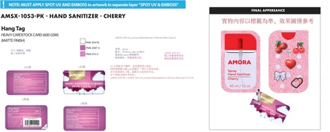 AMORA Spray. Hand Sanitizer Cherry 포장