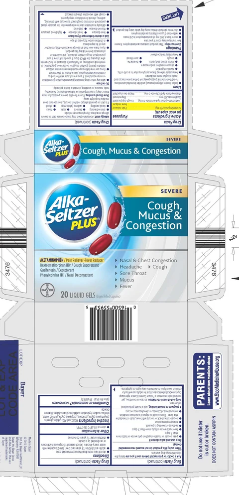 Alka-Seltzer Plus Severe Cough Mucus and CongestionLiquid Gels 포장
