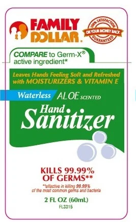 Waterless Aloe Scented Hand Sanitizer packaging