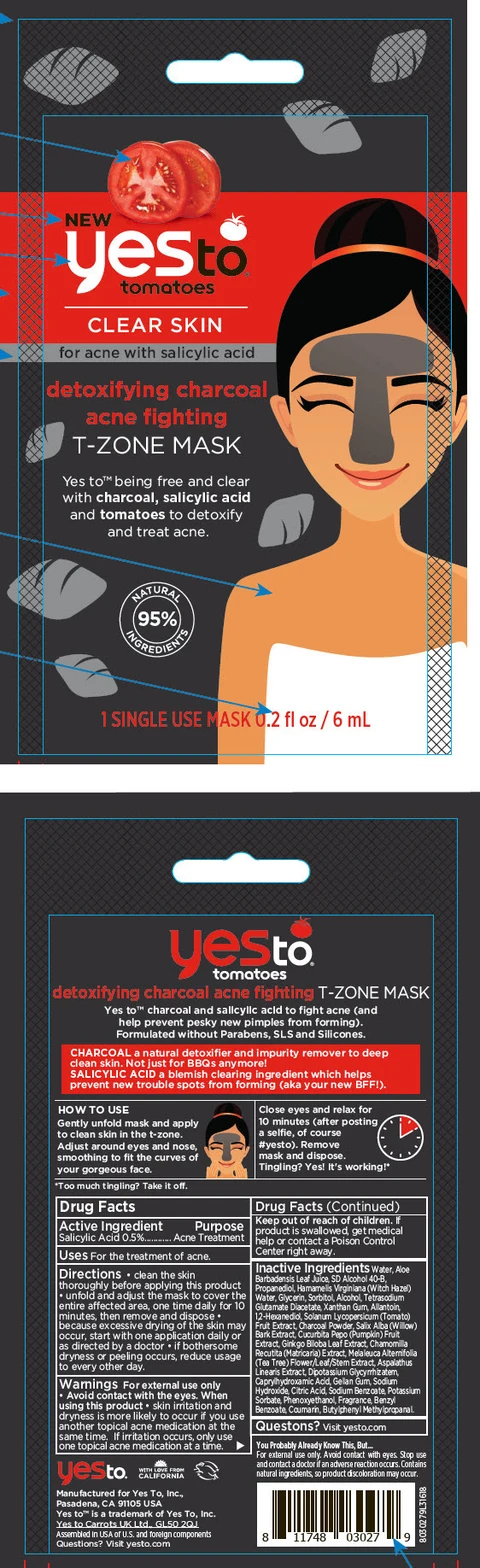 Yes To Tomatoes Detoxifying Charcoal Acne Fighting T-Zone Mask packaging