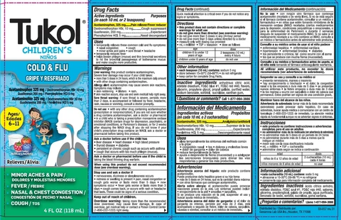 Childrens Tukol Multi-Symptom Cold and Flu packaging