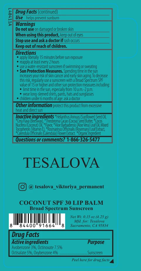 TESALOVA Coconut SPF 30 Lip BalmSPF 30 포장