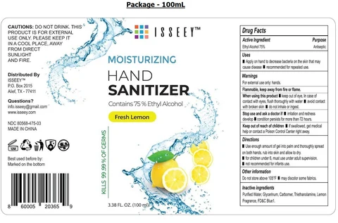 ISSEEY - MOISTURIZING HAND SANITIZER - LEMON packaging