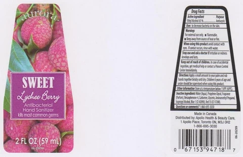 AURORAANTIBACTERIAL SANITIZER SWEET LYCHEE BERRY 포장