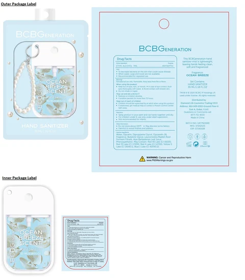 BCBGENERATION Hand Sanitizer OCEAN BREEZE SCENT 포장