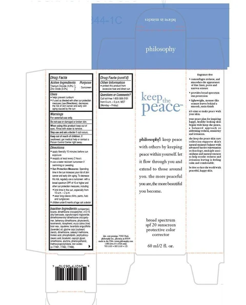 Keep the PeaceBroad Spectrum SPF 20 Sunscreen Protective Color Corrector 포장