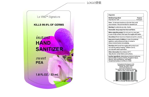 Le Vital hand sanitizer with sweet PEA01 packaging