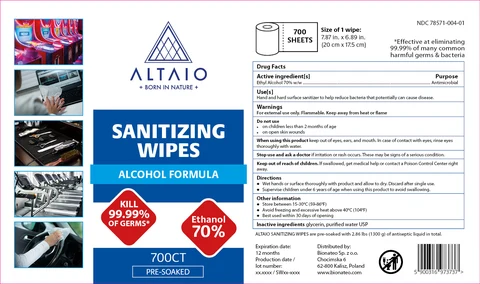ALTAIO Sanitizing Wipes 포장