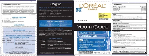 LOreal Paris Youth Code Dark Spot Corrector Broad Spectrum SPF 30 Sunscreen packaging