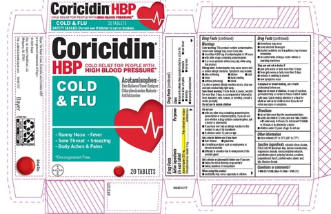 Coricidin HBPCold and Flu 포장