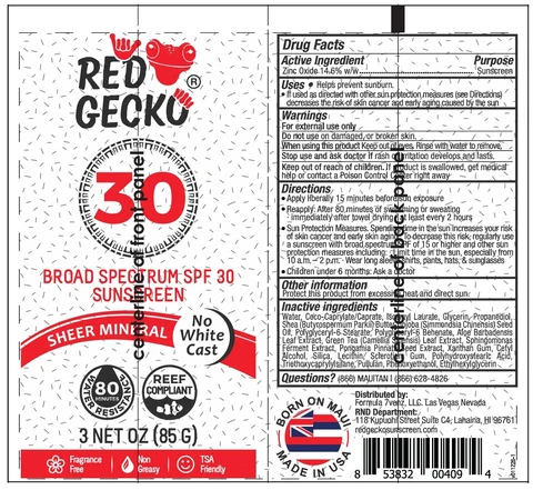 RED GECKO BROAD SPECTRUM SPF 30 SUNSCREEN 포장
