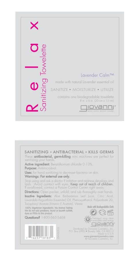 Relax Sanitizing TowletteOrganic Lavender Calm 포장
