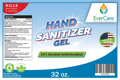 32oz Hand Sanitizer Gel EverCare Labs 포장