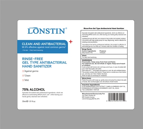 Rinse-Free Gel Type Antibacterial Hand Sanitizer packaging