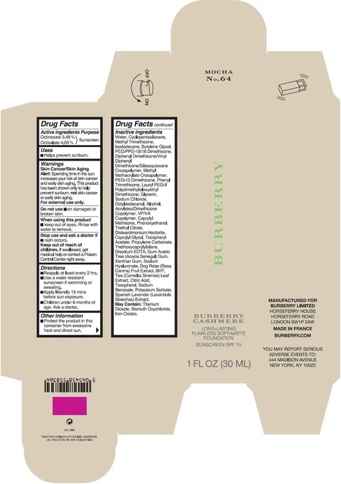 Burberry Cashmere Long-Lasting Flawless Soft-Matte Foundation Sunscreen SPF15 Mocha packaging