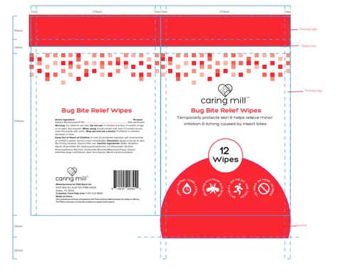 Caring Mill Bug Bite Relief Wipes 포장