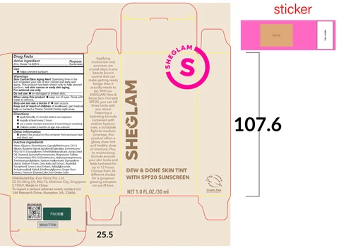 Sheglam Dew and Done Skin Tint with SPF 20 Sand 포장